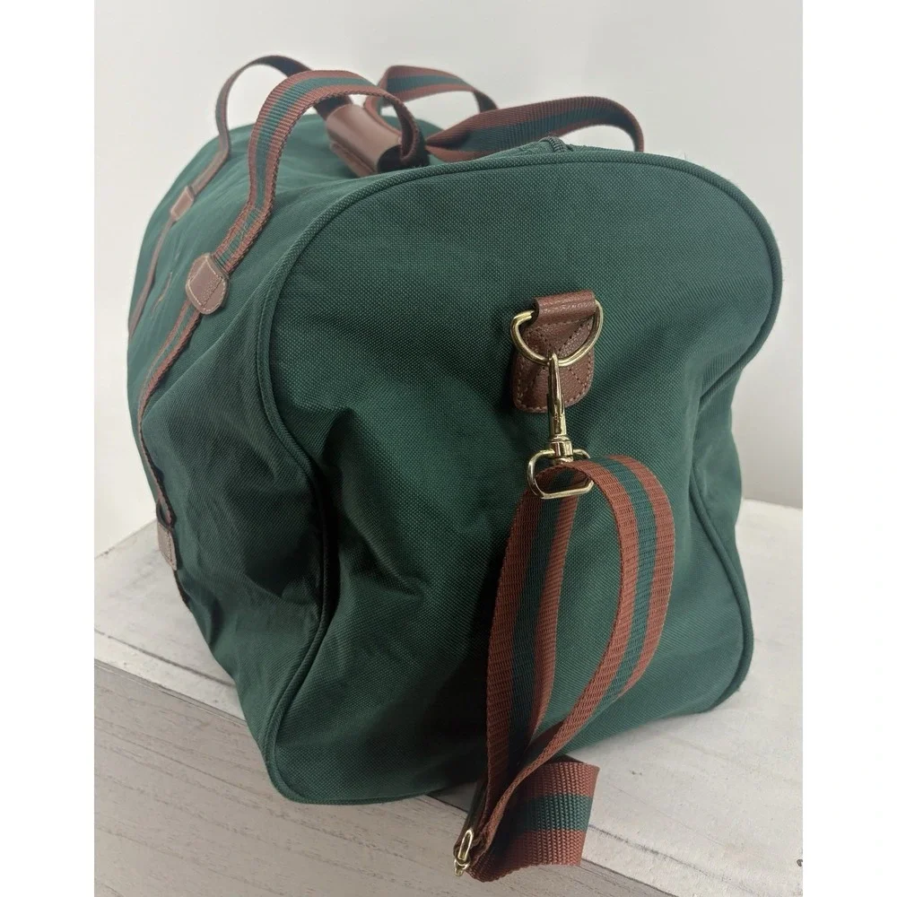 VTG Polo Ralph Lauren Fragrance Duffel Bag Green Nylon Canvas Weekender Pony 20